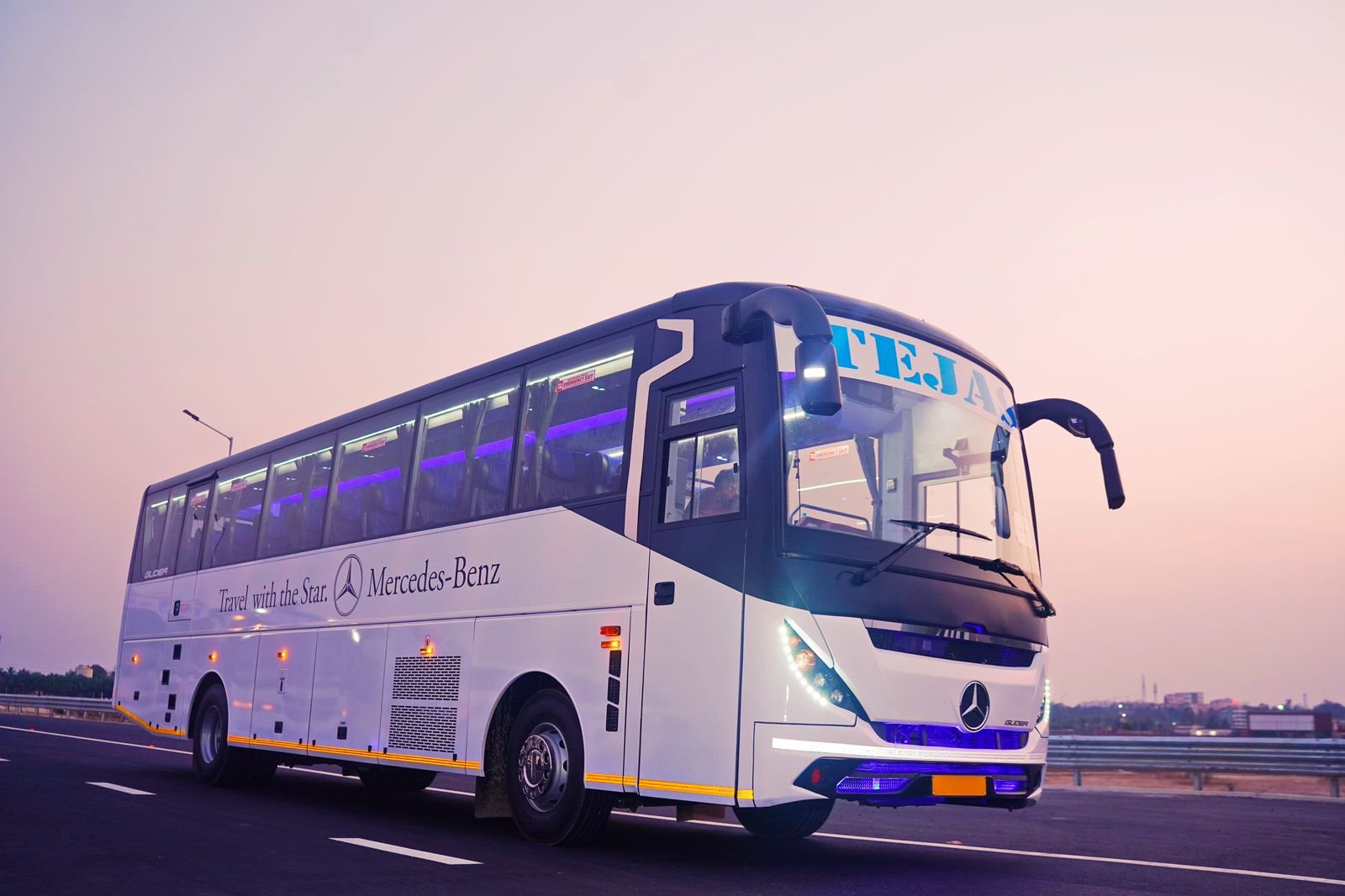 45 Seater Bharat Benz Bus on Rent in Bangalore - Luxury Bus Rentals